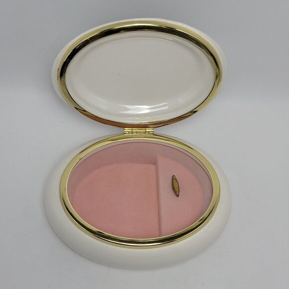 PS 1998 Vintage Floral Porcelain Ceramic Ova Trinket Box Music Jewelry Case - Picture 2 of 12